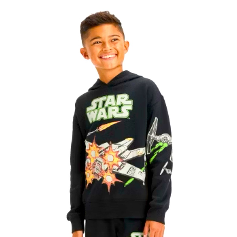 🆕 Star Wars Kids Black Hoodie with Graphic Print Size Medium